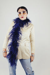 cream satin blazer with buttons and pockets vintage women's 1950's