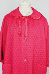 hot pink quilted robe duster vintage 1950's