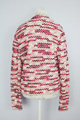 cream with pink striped open cardigan vintage 1960's