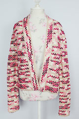cream with pink striped open cardigan vintage 1960's