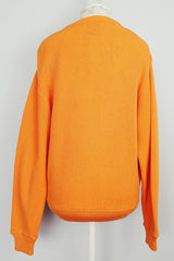 long sleeve wool orange cardigan buttons up the front cable knit detail vintage 1960's