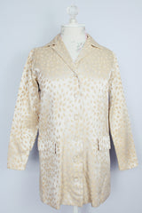 cream satin blazer with buttons and pockets vintage women's 1950's