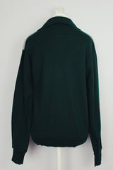long sleeve forest green acrylic print pullover sweater with collar vintage 1970's