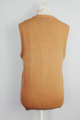 tan beige sleeveless acrylic sweater vest vintage 1970's