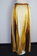 satin maxi skirt in gold and yellow vertical stripe vintage