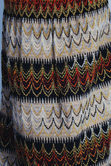 knubby tapestry textured striped maxi skirt with elastic waistband vintage women's 1960's