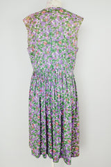 sleeveless floral print midi length dress polyester material vintage 1960's