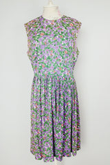 sleeveless floral print midi length dress polyester material vintage 1960's