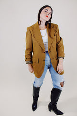 long sleeve camel color cashmere blazer vintage 1970's