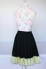 Women's vintage 1970's SaSabobs label two piece top and skirt set square dance costume in black and white.