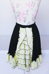 Women's vintage 1970's SaSabobs label two piece top and skirt set square dance costume in black and white.