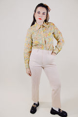 tan and white striped polyester pants vintage 1970's