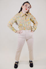 tan and white striped polyester pants vintage 1970's
