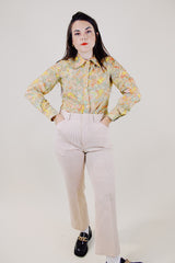 tan and white striped polyester pants vintage 1970's