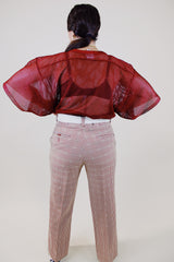 short sleeve maroon mesh football jersey with yellow graphic and text vintage