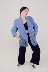 long sleeve houndstooth print blazer with two button closure vintage 1970's