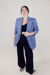 long sleeve houndstooth print blazer with two button closure vintage 1970's