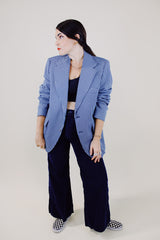 long sleeve houndstooth print blazer with two button closure vintage 1970's