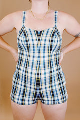 plaid printed vintage 1950's bathing suit