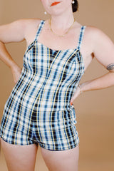 plaid printed vintage 1950's bathing suit
