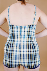 plaid printed vintage 1950's bathing suit
