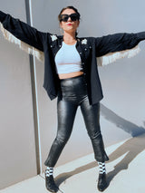 Long Sleeve Button Up With Fringe & Sequins