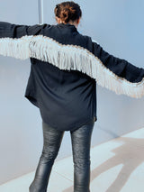 Long Sleeve Button Up With Fringe & Sequins