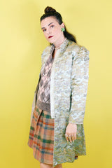 Women's vintage 1940's Owen Bros, Hand Embroidered, Made in China label long sleeve silk satin embroidered printed jacket.