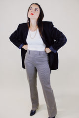 brown and cream houndstooth print polyester pants vintage 1960's