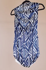 black and white printed one piece swimsuit with zip up front vintage 1950's