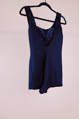 black one piece swimsuit with black and white gingham trim vintage 1960's