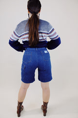 denim bermuda shorts with multiple pockets women's vintage 1990's