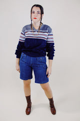 denim bermuda shorts with multiple pockets women's vintage 1990's