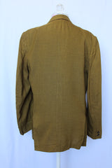 Women's or men's vintage 1970's Lee Wald Tailored Clothing long sleeve double breasted linen material mustard yellow blazer.