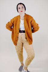 long sleeve wool button up burnt orange cardigan vintage 1970's