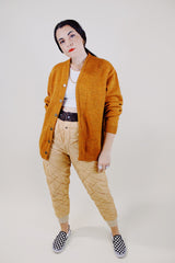 long sleeve wool button up burnt orange cardigan vintage 1970's
