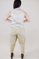 camel beige velvet button up waistcoat vest vintage 1960's