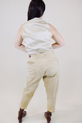beige jodhpur riding pants capri length with laces at cuffs vintage 1950's