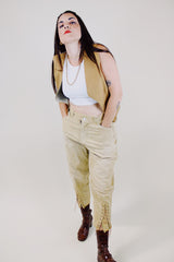 beige jodhpur riding pants capri length with laces at cuffs vintage 1950's