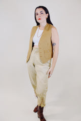 beige jodhpur riding pants capri length with laces at cuffs vintage 1950's