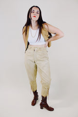 beige jodhpur riding pants capri length with laces at cuffs vintage 1950's