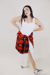 sleeveless ankle length white dress with sweetheart bust and front slit vintage 1980's