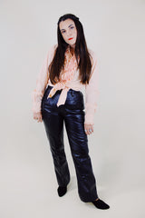 dark brown leather pants vintage 1980's