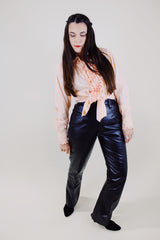 dark brown leather pants vintage 1980's