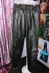 dark brown leather pants vintage 1980's