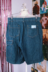 denim bermuda shorts with multiple pockets women's vintage 1990's