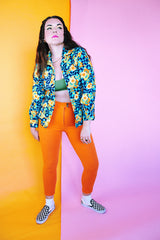 high waisted orange ribbed pants vintage 1960's women's cotton