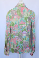 Women's vintage 1970's matching tank top and button up blouse set.