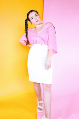 high waisted white denim pencil skirt vintage 1980's