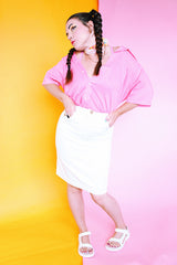 high waisted white denim pencil skirt vintage 1980's